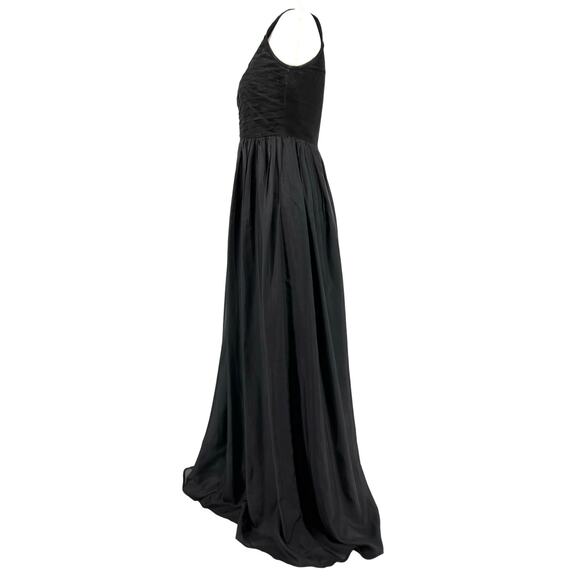 Kenneth Cole NY Black Parsk Leather Silk Maxi Dress‎ S Vintage Sleeveless - Picture 3 of 10